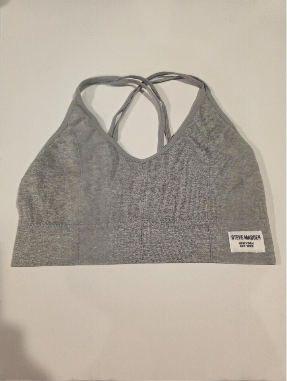 Steve Madden Womens Sports Bra Gray Large